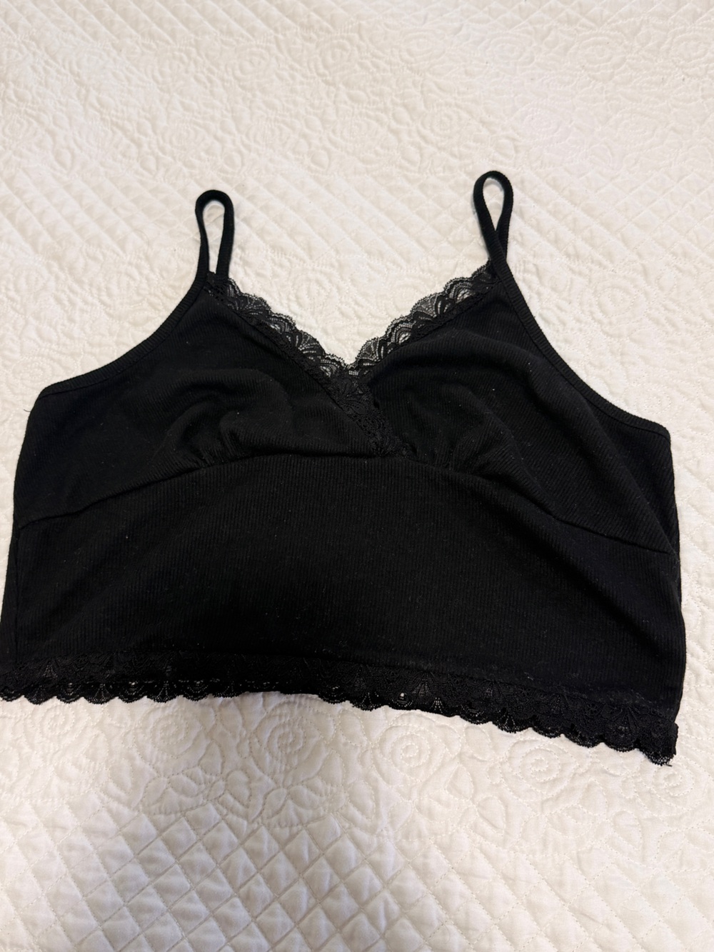 Black Lace Trim Bralette - Women Intimates
